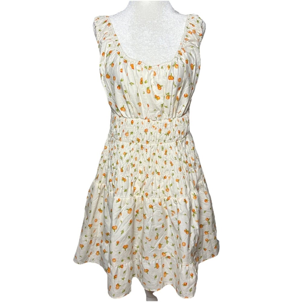 Cottagecore Fruit Print Smocked Sundress - Medium